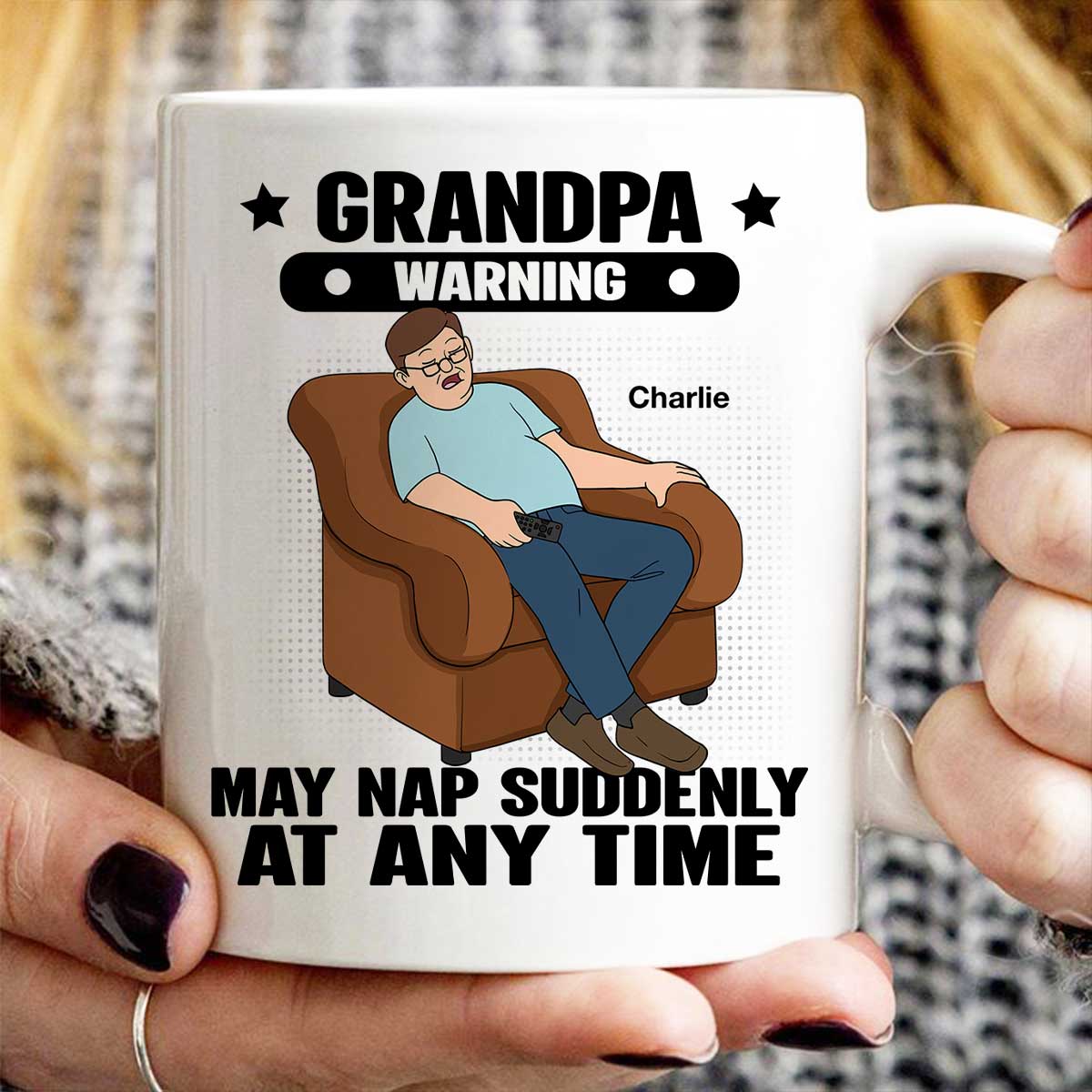 Grandpa Warning May Nap Suddenly At Any Time Funny Father‘s Day Gift Personalized Mug