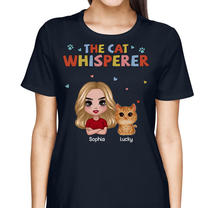 Colorful Text The Cat Whisperer Watercolor Cute Cats Personalized Shirt