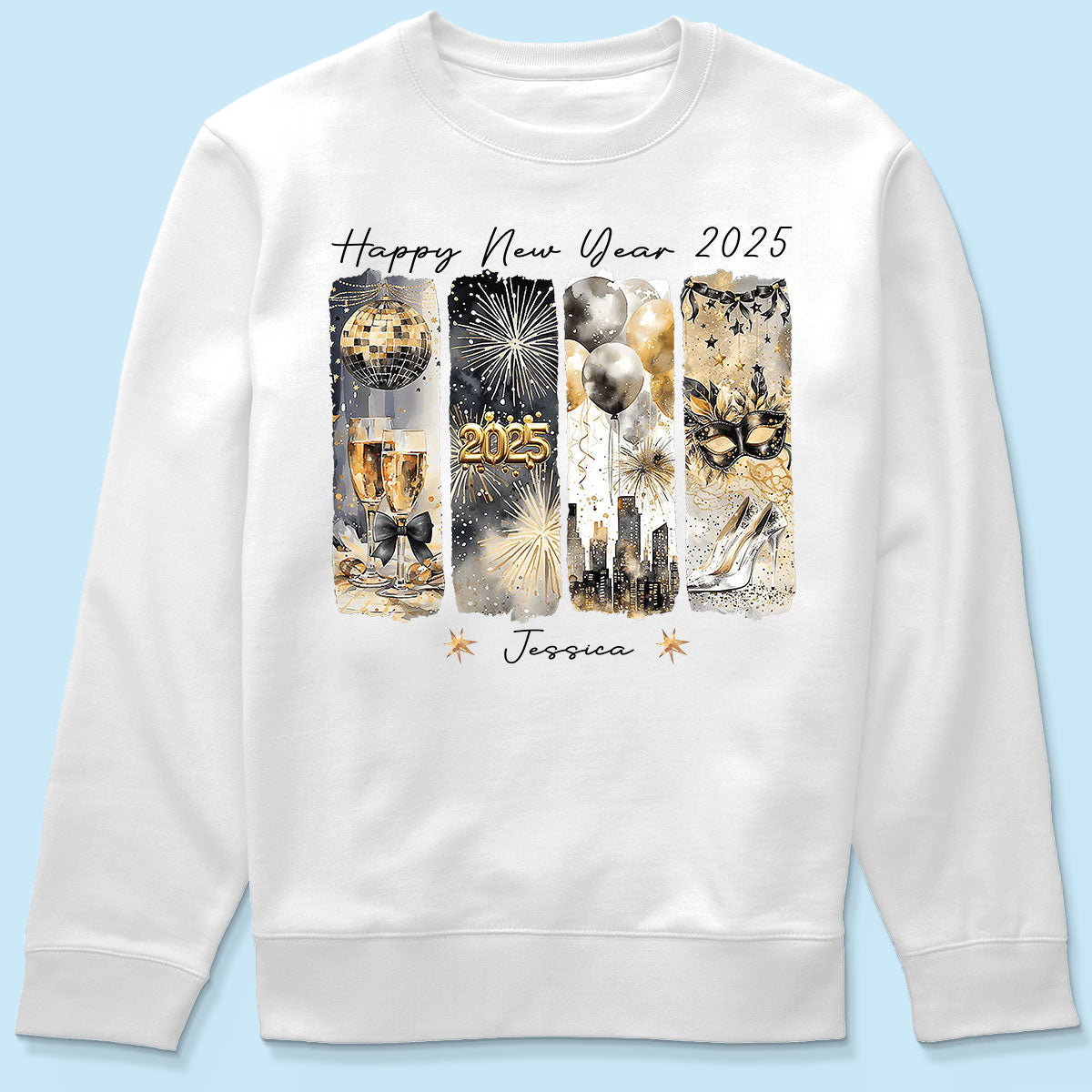 Retro New Year 2025 Disco Ball Gold Glitter Personalized Shirt, Brushstroke New Year New Me, New Year Gift For Yourself