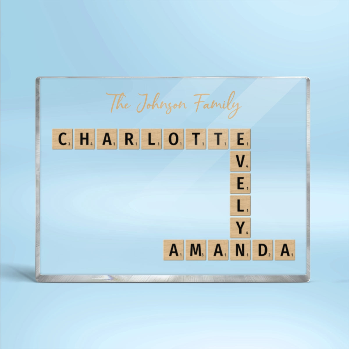 Family Crossword Art Created In A Moment Treasured Forever Personalized Horizontal Acrylic Block Plaque