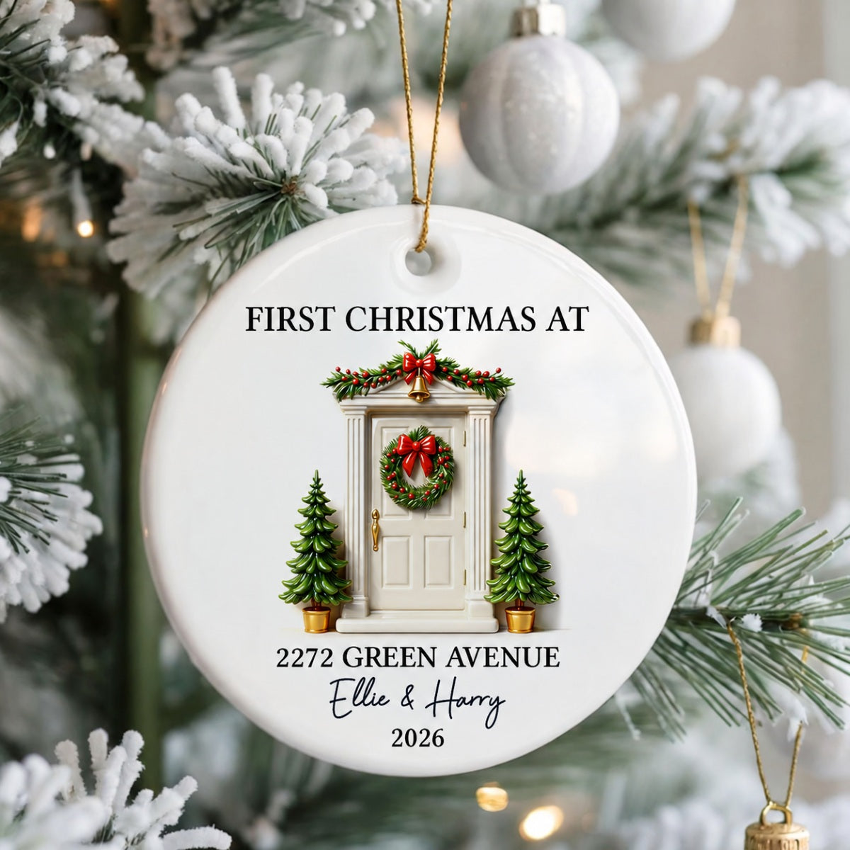 First Christmas New Home 3D Effect - Personalized Ceramic Ornament - New Home Decor