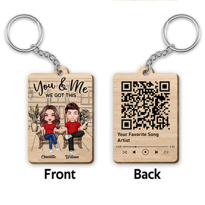 Couple We Got This Favorite Song Scannable QR Code Personalized Wooden Keychain