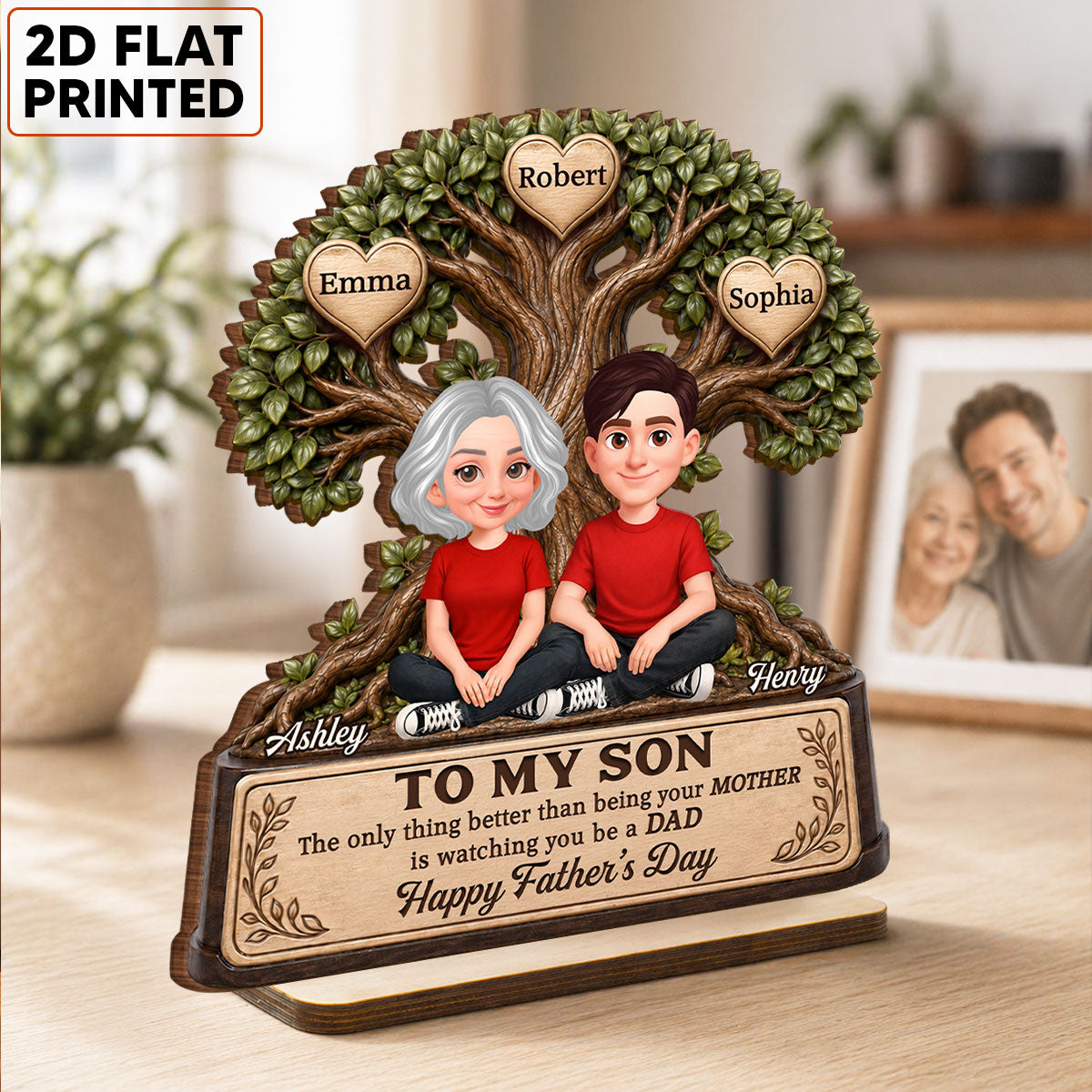 To My Son Watching You Be A Dad From Mom - Personalized 2-Layered Wooden Plaque - Father's Day Gift For Son