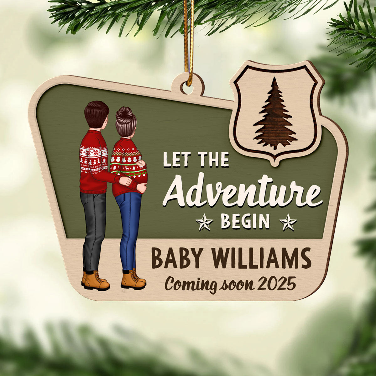 Pregnancy Announcement National Park Ornament, Expecting Ornament, Baby on the Way Camping Ornament
