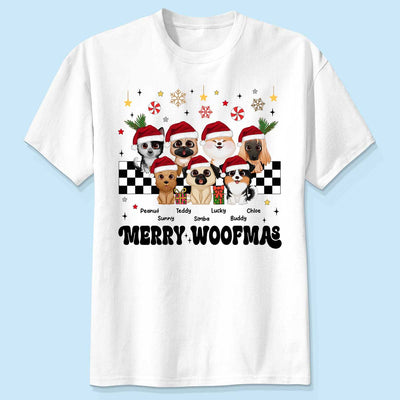 Merry Woofmas Dog Mama Vintage Style Personalized Christmas Shirt