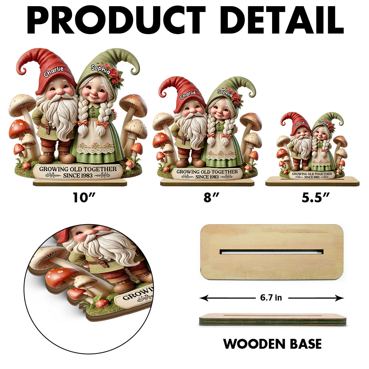 3D Effect Whimsical Gnome Couple Personalized Standing Wooden Plaque, Heartfelt  Gift For Couple, For Him, For Her, Husband, Wife