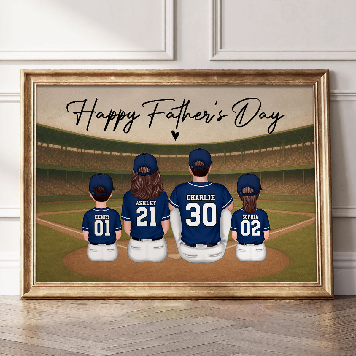 Retro Vintage Baseball Family Daddy's Dream Team Personalized Poster| Heartfelt Father's Day Gift For Dad, Husband