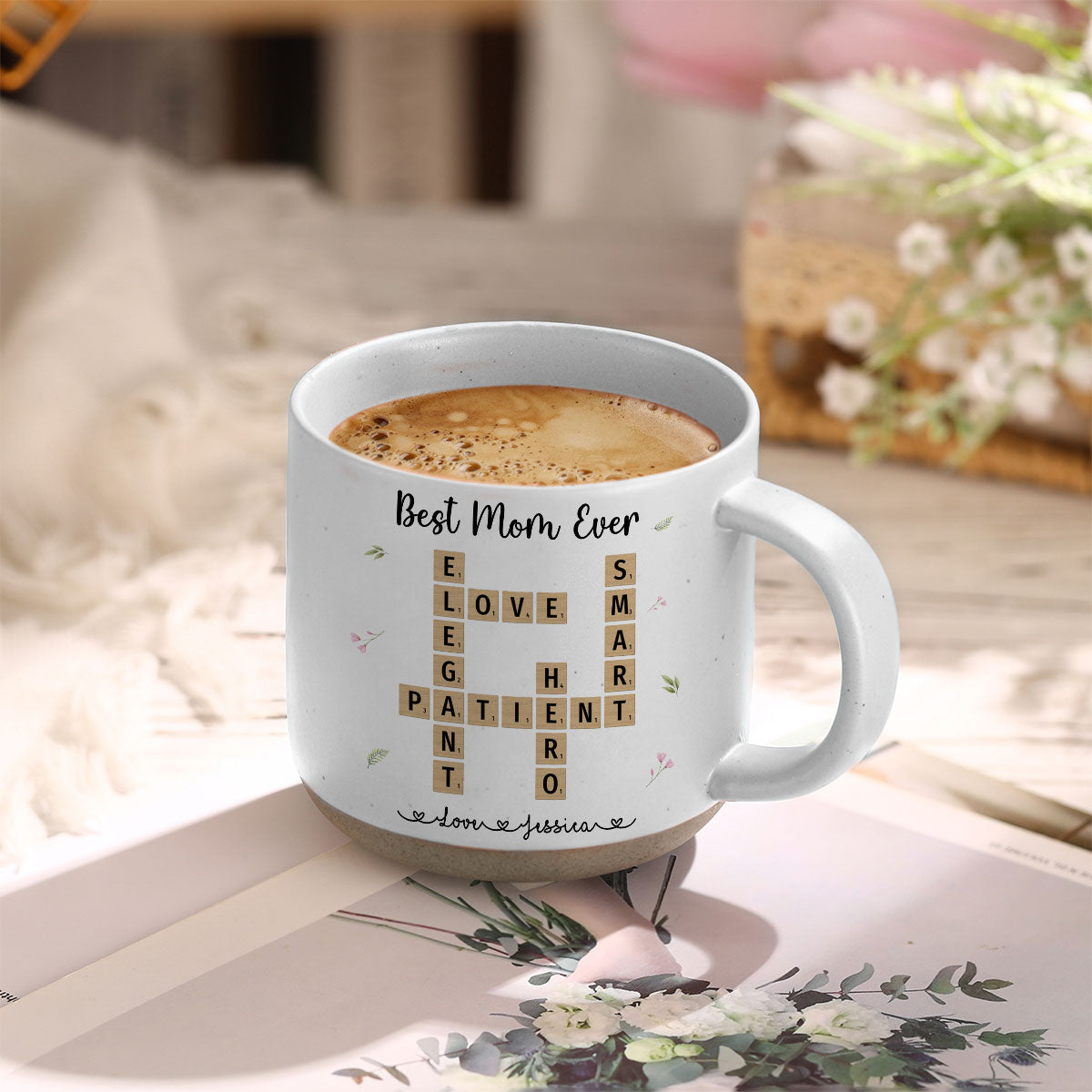 Best Mom Grandma Ever Appreciation Crossword Art - Created In A Moment Personalized Pottery Mug