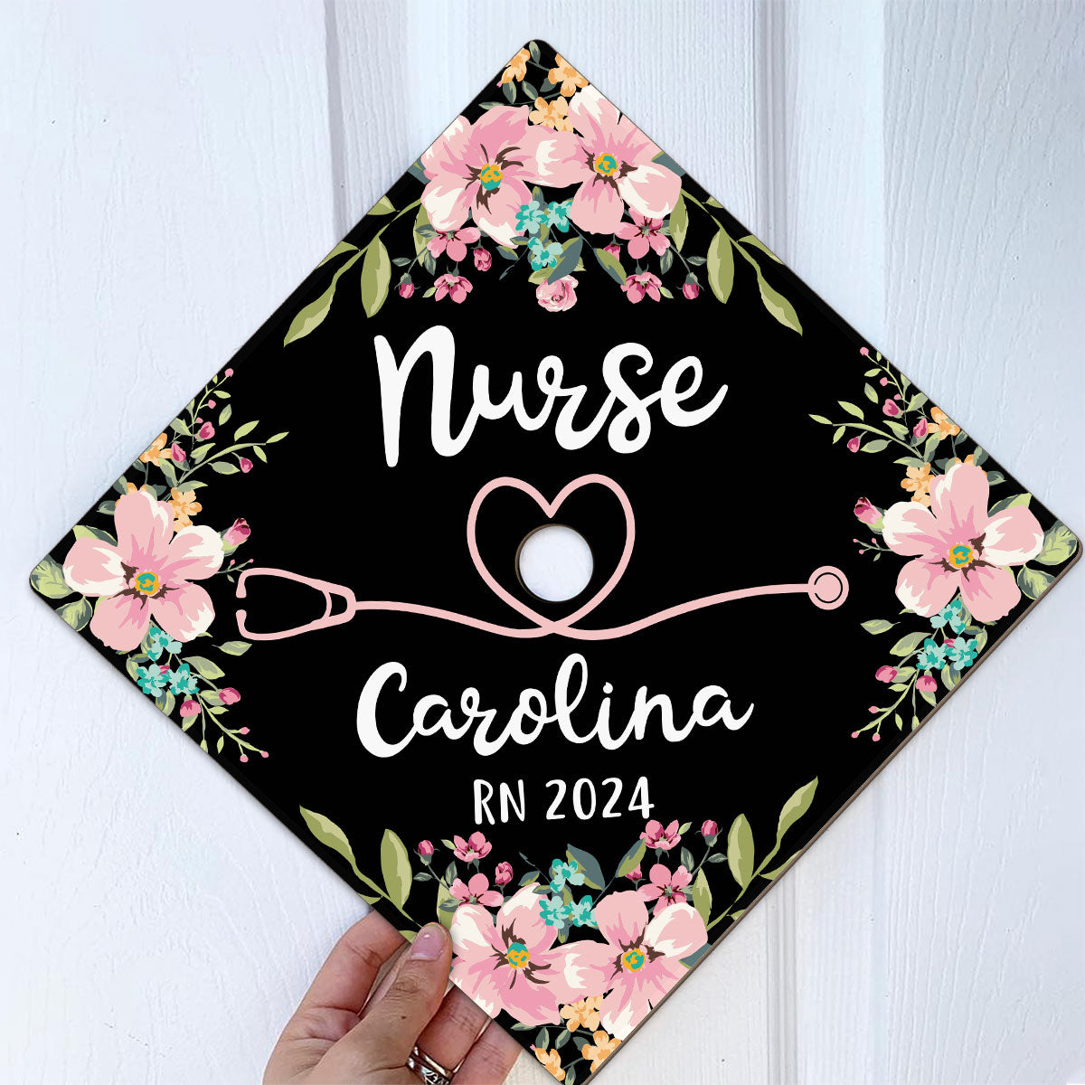 Nurse Graduation Gift Floral Theme Personalized Graduation Cap Topper