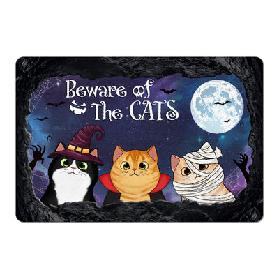 Halloween Peeking Cats From The Cave Mouth Personalized Doormat