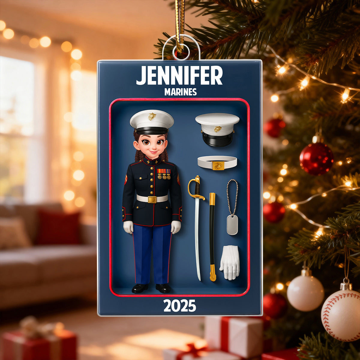 Marines Action Figure 3D Effect Personalized Acrylic Ornament - Special Gift For The Marines