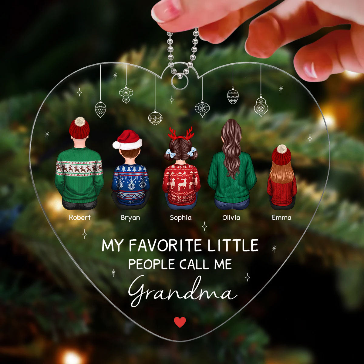 Favorite Little People Call Me Grandma Mom Personalized Acrylic Ornament