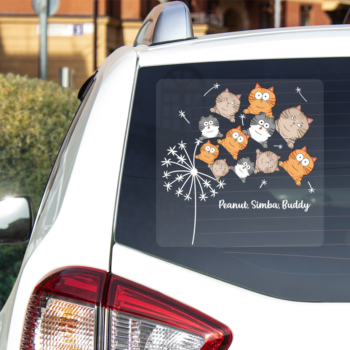 Dandelion Funny Cat Decor On Car Fridge Window Personalized Decal, Gift For Cat Lover