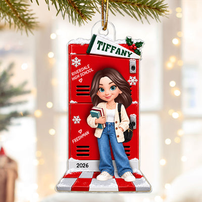 Freshman Senior Year School Locker - Personalized Acrylic Ornament - Christmas Gift For Girl Boy Grandkids