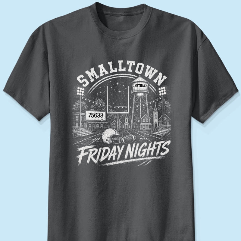 Custom Town Name & Zip Code Game Day Football - Personalized Shirt - Trendy Tee for Football Mom