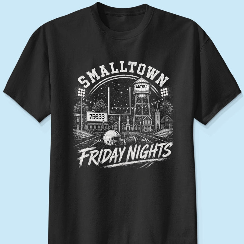 Custom Town Name & Zip Code Game Day Football - Personalized Shirt - Trendy Tee for Football Mom