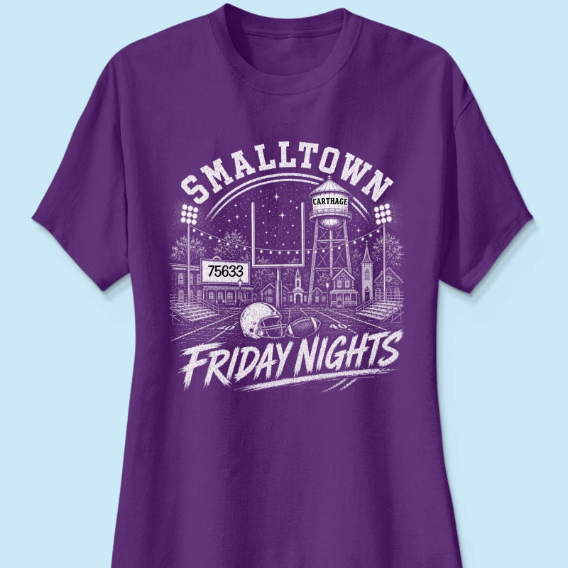 Custom Town Name & Zip Code Game Day Football - Personalized Shirt - Trendy Tee for Football Mom