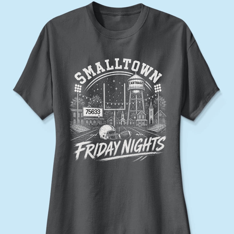Custom Town Name & Zip Code Game Day Football - Personalized Shirt - Trendy Tee for Football Mom