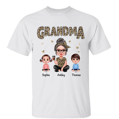 Realistic Grandma Grandkids Leopard Shirt Personalized Shirt