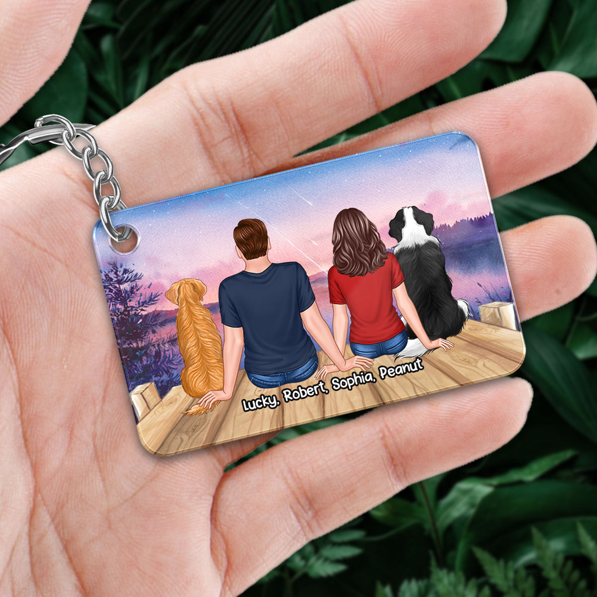You & Me We Got This Back View Couple Sitting With Dog Cat Personalized Acrylic Keychain