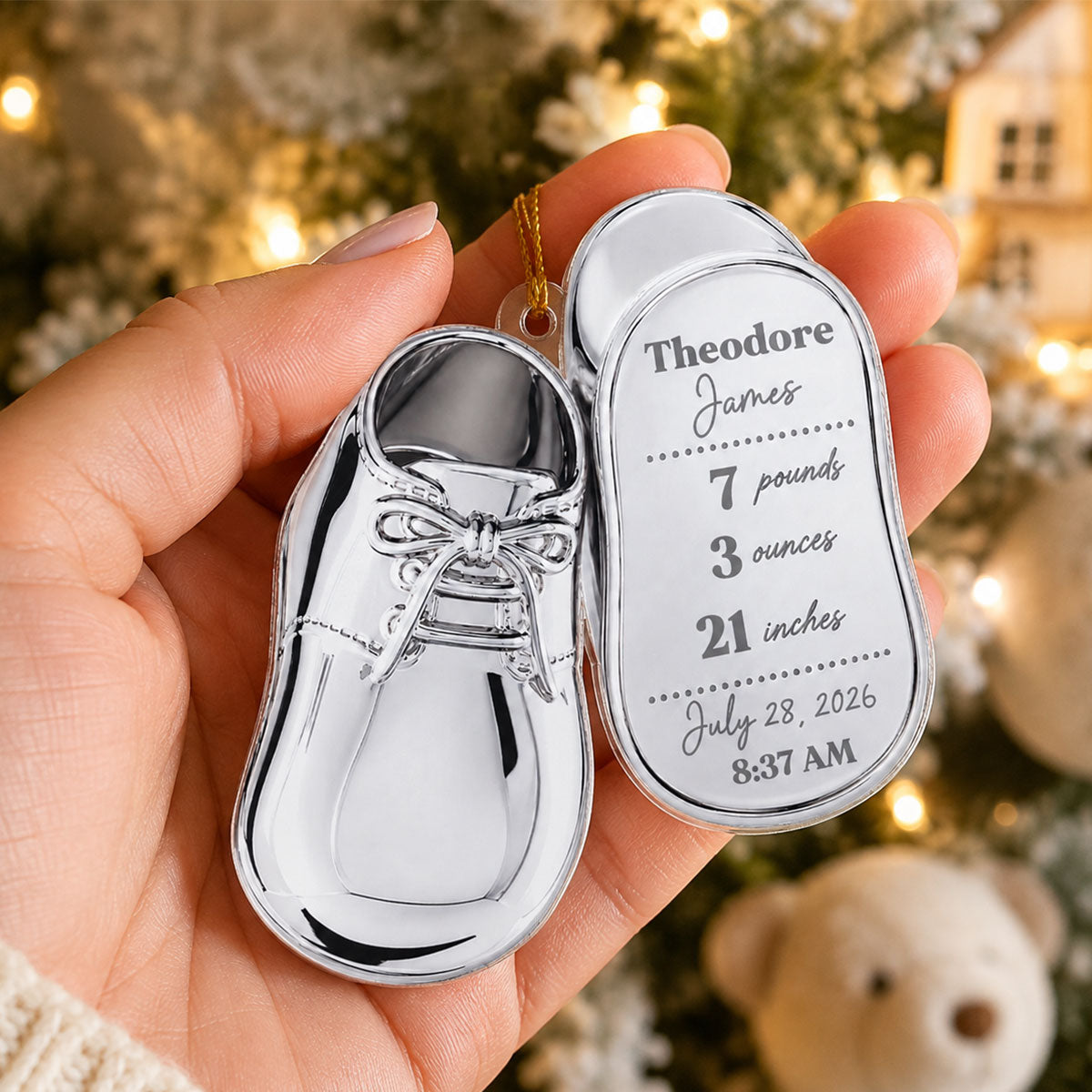 Baby Birth Stats 2D Flat - Personalized Acrylic Ornament - Newborn Christmas Gift for Mom, Dad