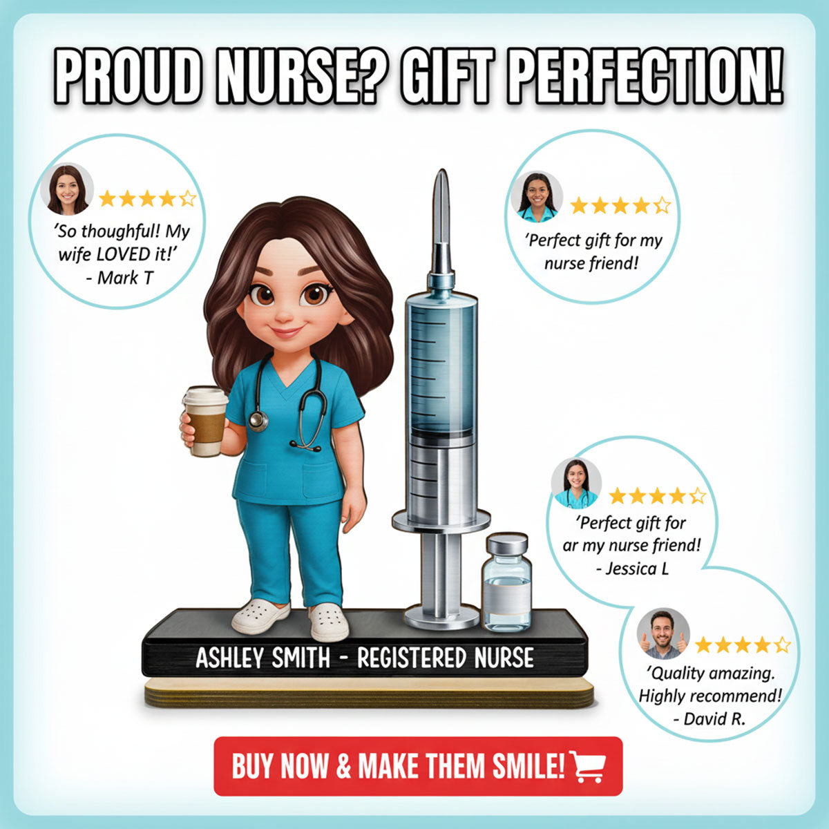 Proud Nurse - Personalized 2-Layered Wooden Plaque - Gift For Nurses