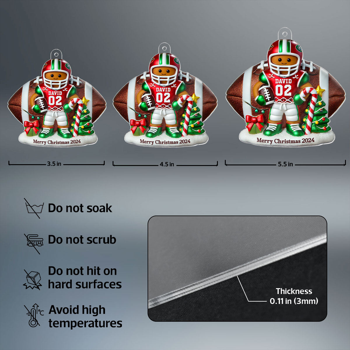 Football Gingerbread Figure Christmas Gift For Football Player Personalized Acrylic Ornament