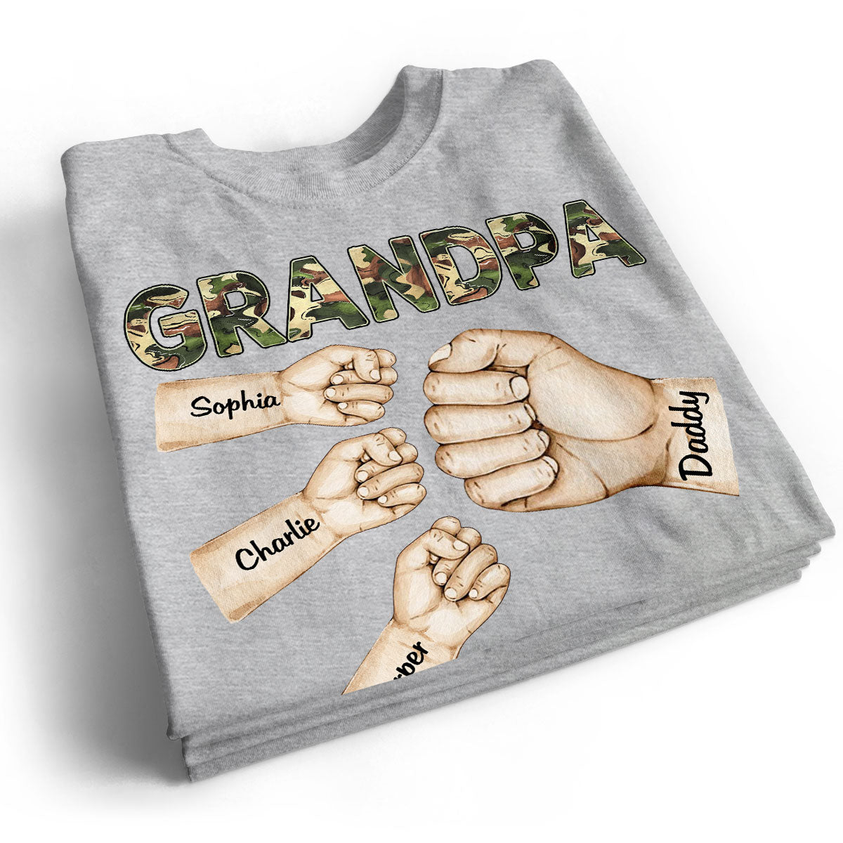 Camouflage Grandpa Dad Fist Bump Personalized Shirt