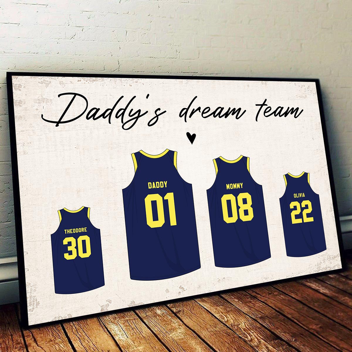 Daddy‘s Dream Team Basketball Personalized Poster, Gift For Dad Husband