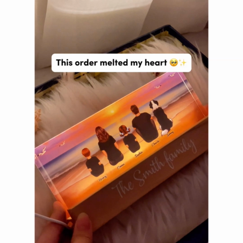 Eternal Family Love Beach Landscape - Personalized Acrylic Block Plaque LED Night Light - Gift For Dad, Gift For Husband, Gift For Grandpa