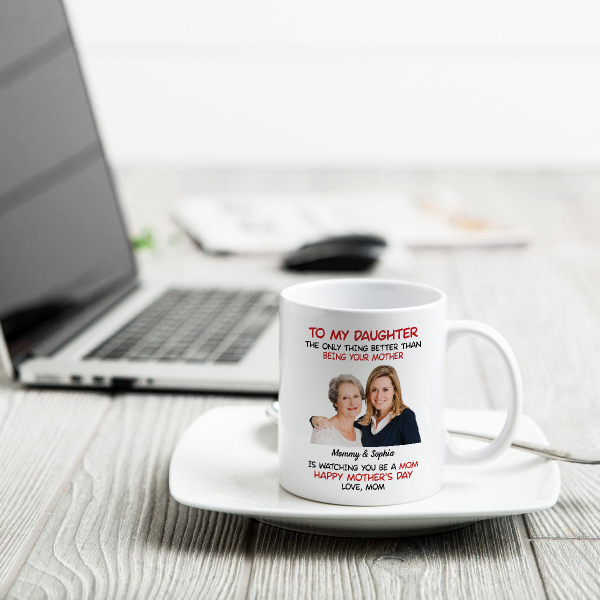 To My Daughter Photo Insert Happy Mother‘s Day Personalized Mug