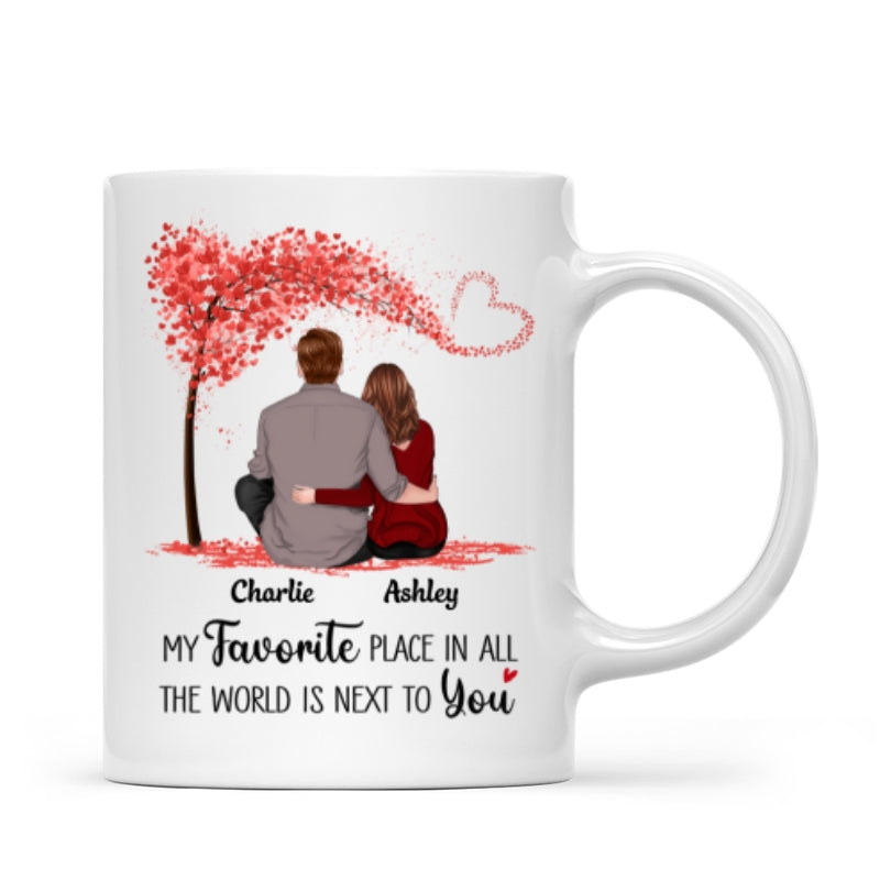 Couple Sitting Back View Personalized Mug - Valentine‘s Day Gift - Anniversary Gift For Him - Gift For Her