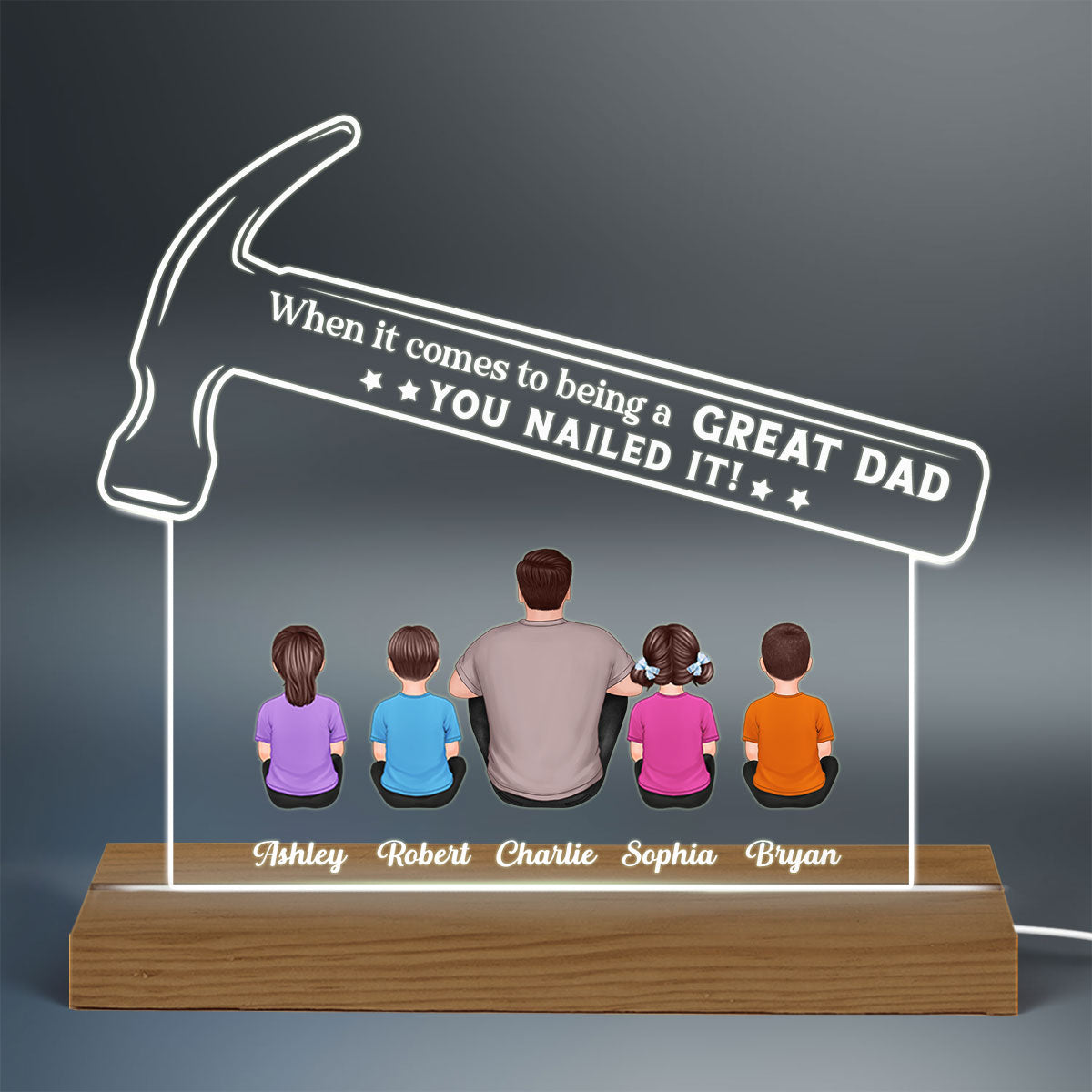 Dad You Nailed It Father‘s Day Gift Personalized Warm Acrylic Plaque LED Night Light