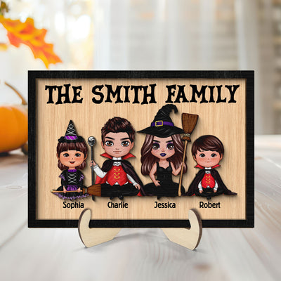 In This House Halloween Family Personalized 2-Layer Wooden Plaque, Halloween Decoration