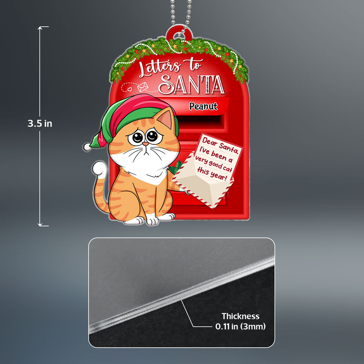 Dear Santa Define Naughty Funny Cat Cartoon Personalized Acrylic Ornament