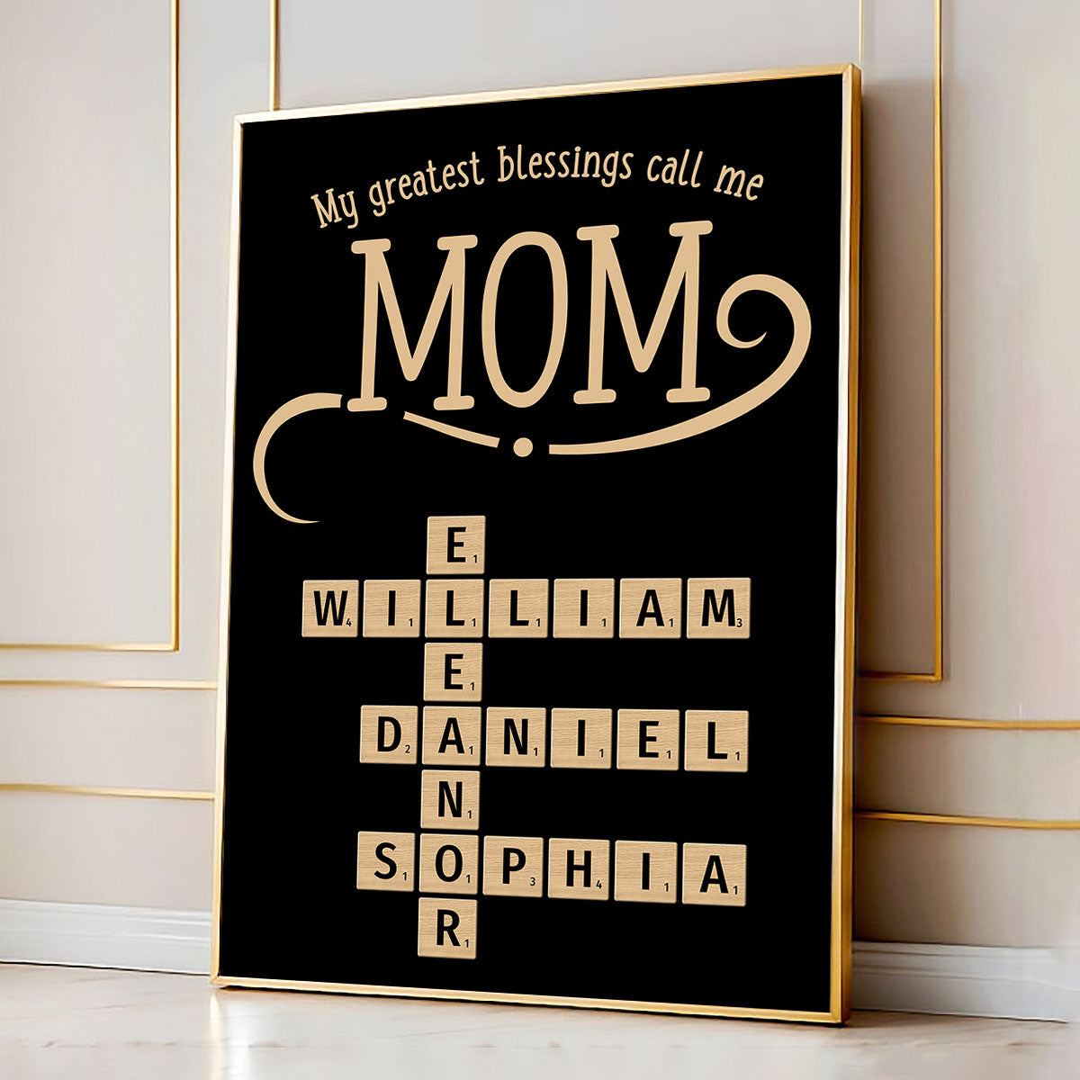 My Greatest Blessings Call Me Mom Grandma Personalized Poster, Crossword Puzzle Art, Gift for Mom Grandma