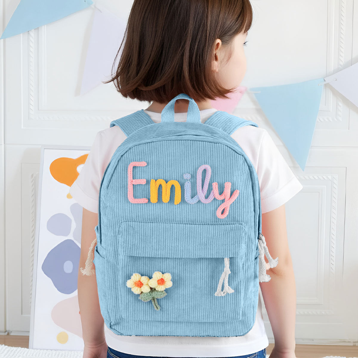 Custom Kid Name Pastel Color Personalized Backpack
