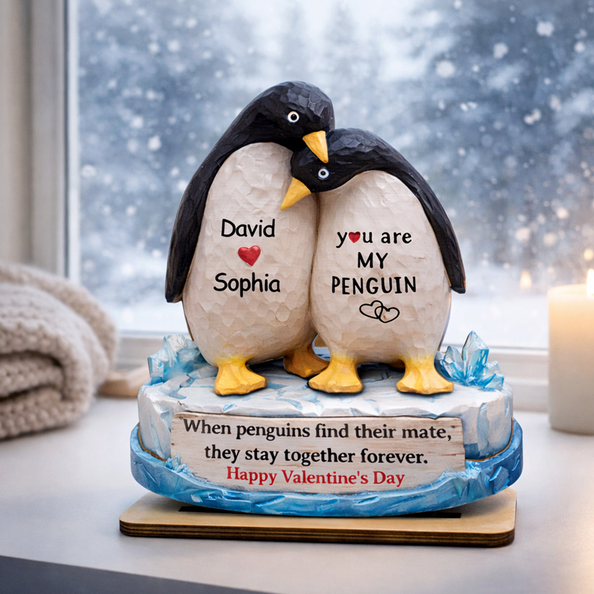 You Are My Penguin - Personalized 2-Layered Wooden Plaque - Sentimental Wedding Anniversary Gift, Gift for Him, for Her