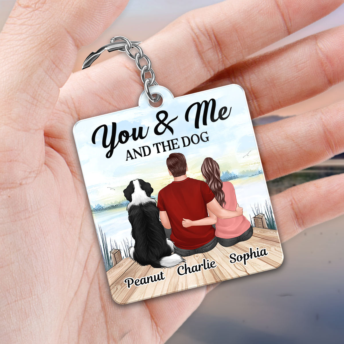 You Me The Dogs Cats Back View Favorite Song QR Code Personalized Acrylic Keychain