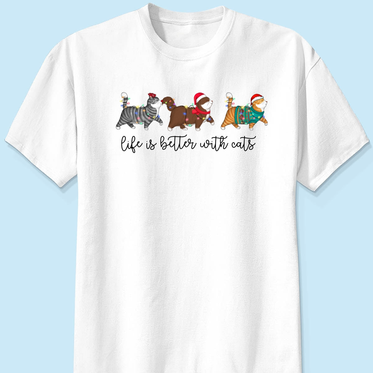 Cute Christmas Walking Cats Personalized Shirt