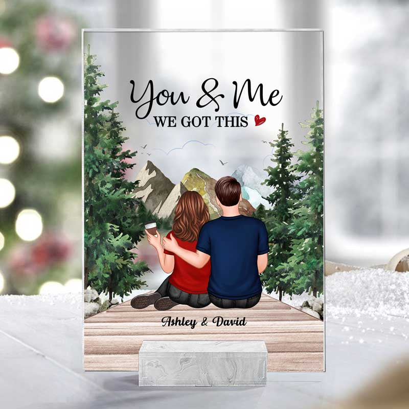 Embracing Couple Back View On Bridge Personalized Acrylic Plaque