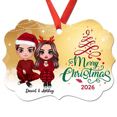 Merry Christmas Doll Couple Personalized Christmas Ornament