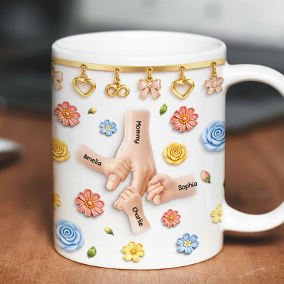 Kids Holding Mom's Hands - Personalized Mug - Gift For Mom