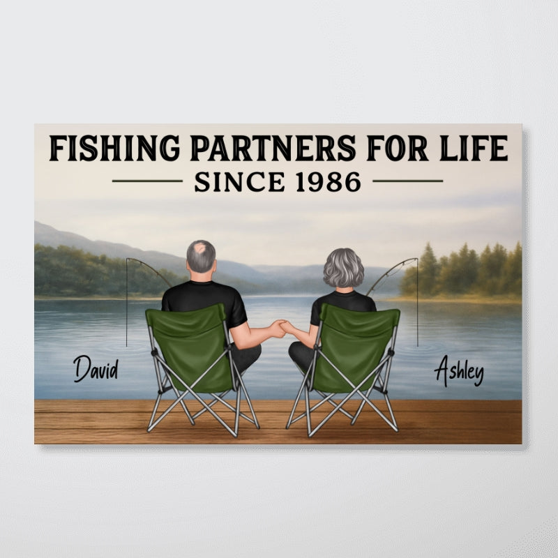 Couple Fishing Partners For Life Personalized Poster|Heartlfelt Gift For Couple, Fishing Lovers, Fishing Partners