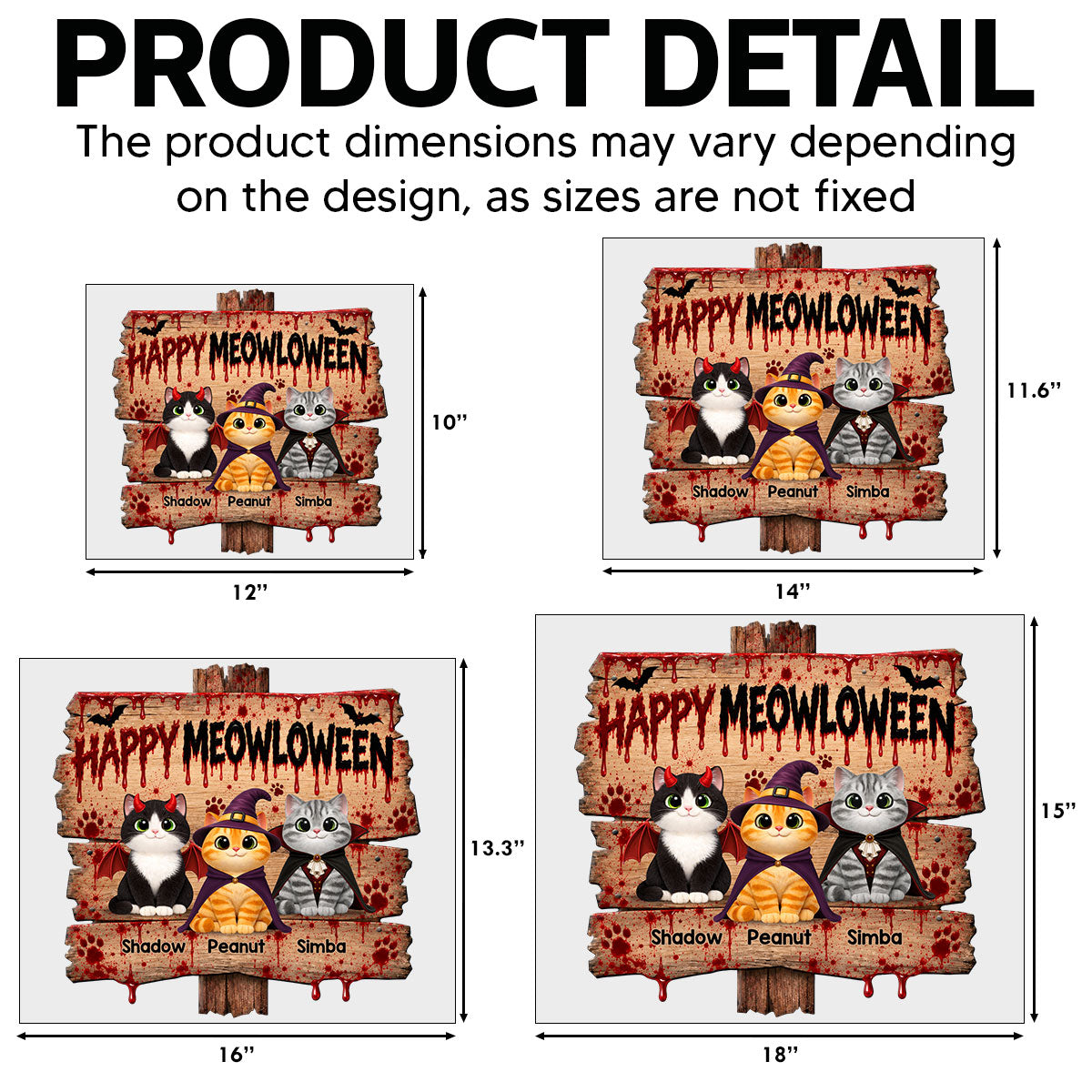 Happy Meowloween Spooky Cats - Personalized Yard Sign - Halloween Decor For Cat Lovers