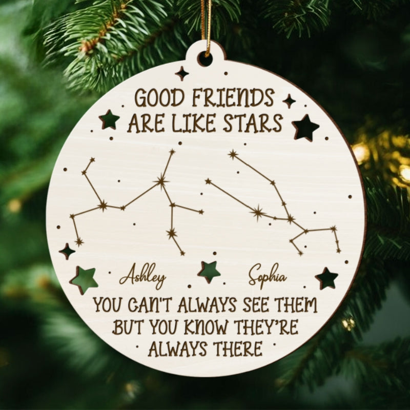 Friends Are Like Stars Zodiac Sign Personalized Wooden Ornament