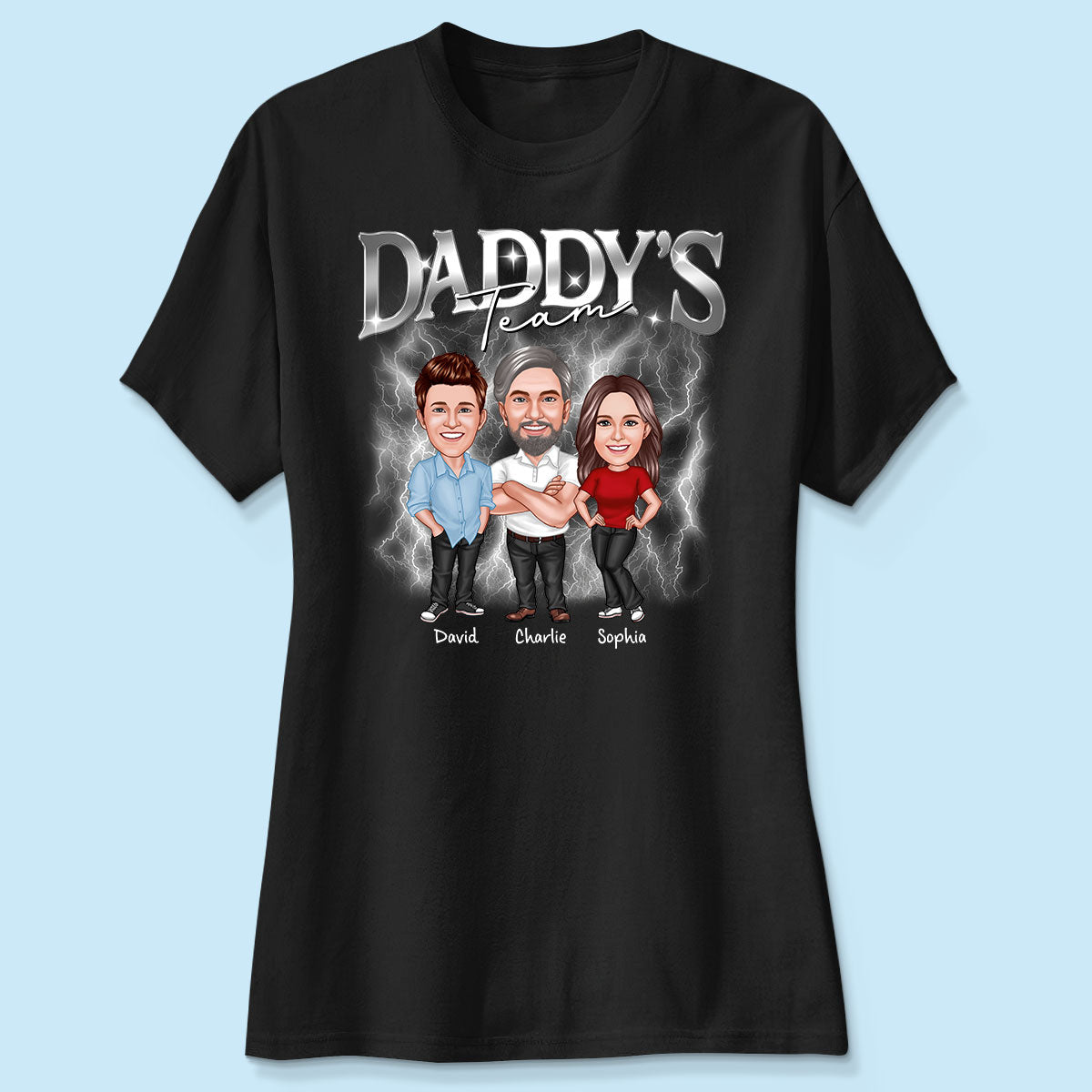 Caricature Daddy's Team Bootlegs Personalized Shirt, Father's Day Gift For Husband, For Dad