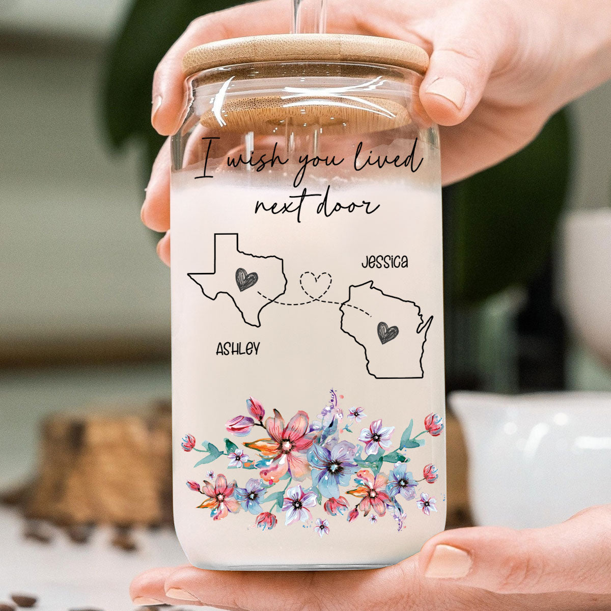 I Miss Your Face Personalized Glass Can, Best Friend Wine Glass, Long Distance Friendship Gift