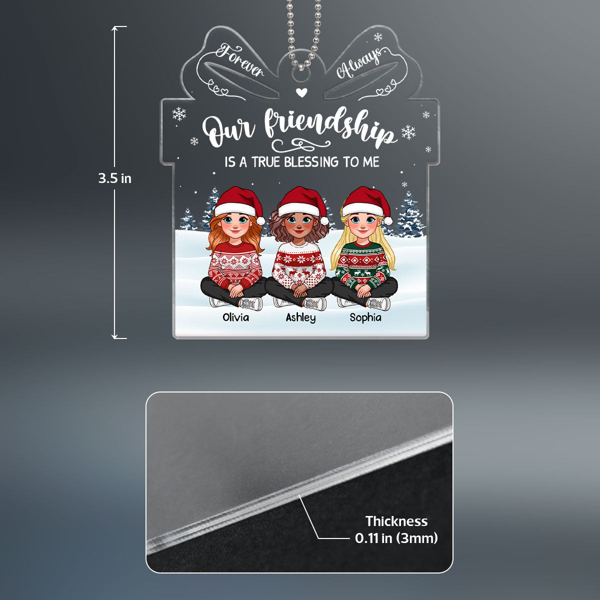 Our friendship Is A True Blessing To Me Personalized Acrylic Ornament, Gift For Best Friends