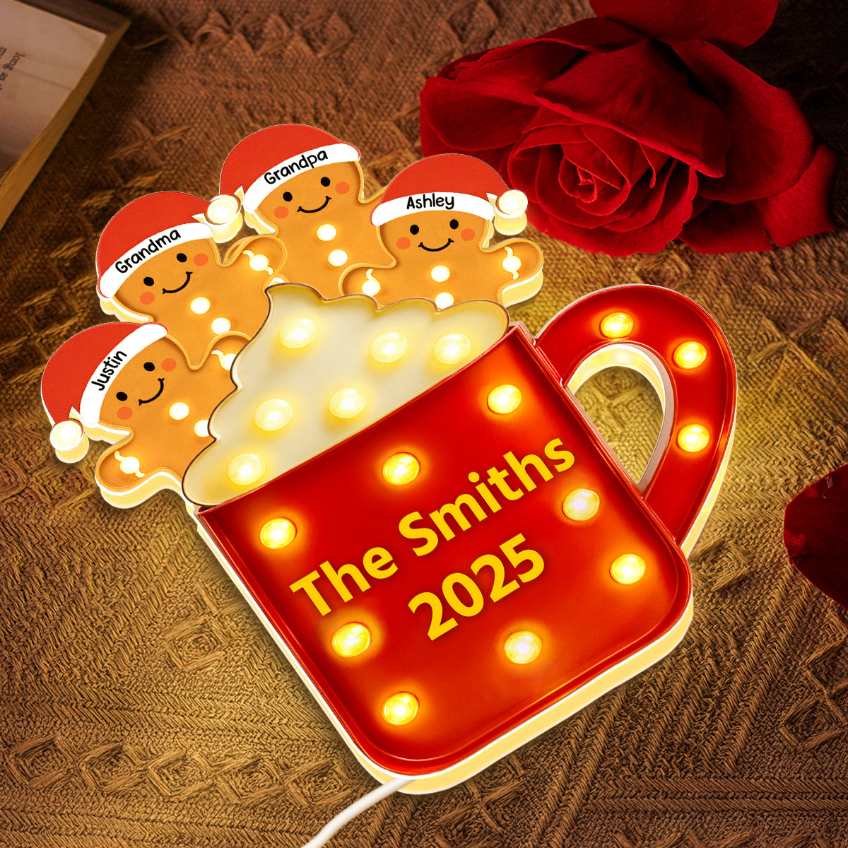 Personalized Gingerbread Christmas LED Light Box 2025
